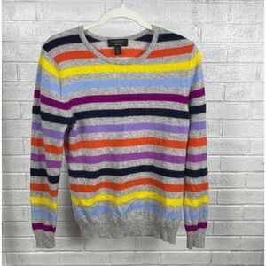 Charter Club Luxury Cashmere Rainbow Stripe Sweater Womens PXL Preppy Classic